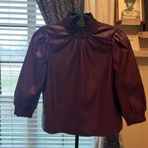 INC Plum Faux Leather top size small NWOT